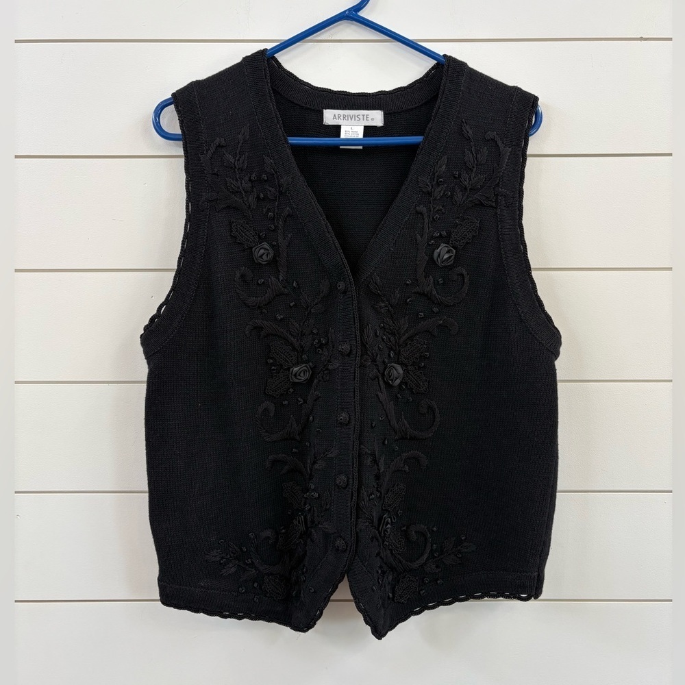 Arvest Black Floral Embroidered Women's Blouse